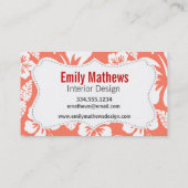 Ladybug auf dem tropischen Korallenfarben-Hibiskus Visitenkarte (Rückseite)