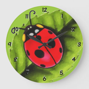 Ladybug auf der linken Seite Große Wanduhr