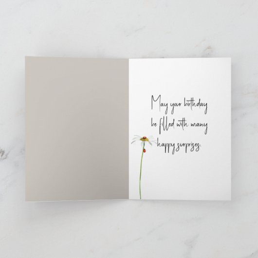 Ladybug auf der Nase des Shaggy Hundes Karte (Innenseite)