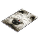 Ladybug auf der Nase des Shaggy Hundes Notizblock (Linke Seite)