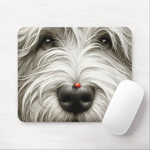 Ladybug auf der Nase eines Hundes Mousepad