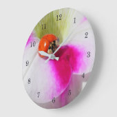 Ladybug auf der Petunia Große Wanduhr (Winkel)