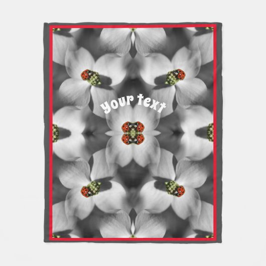 Ladybug auf Dogwood-Blume Abstrakt Personalisiert Fleecedecke (Vorderseite)