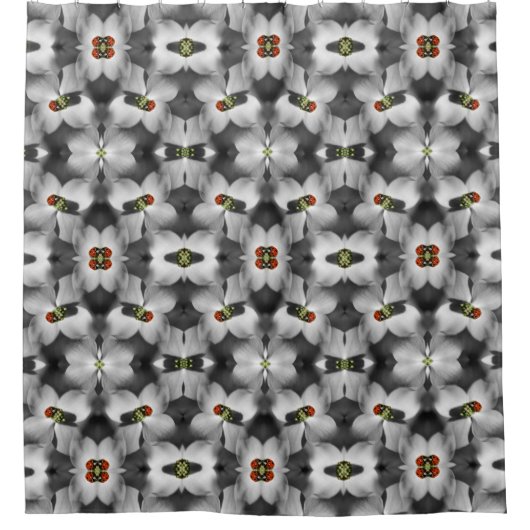 Ladybug auf Dogwood-Blume Abstrakte Natur Duschvorhang (Vorderseite)