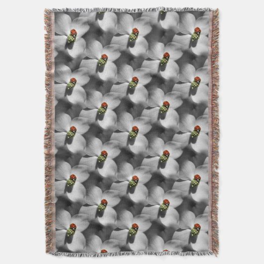 Ladybug auf Dogwood Blume Art Pattern Decke (Vorderseite Vertikal)