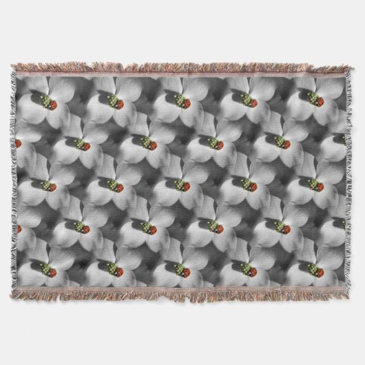 Ladybug auf Dogwood Blume Art Pattern Decke (Vorderseite)