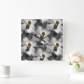 Ladybug auf Dogwood Blume Nattern Muster Quadratische Wanduhr (Zuhause)