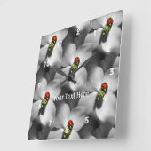 Ladybug auf Dogwood Blume Nattern Muster Quadratische Wanduhr (Winkel)
