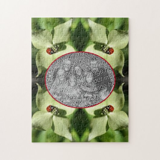 Ladybug auf Dogwood Blume Rahmen hinzufügen Foto Puzzle (Vertikal)