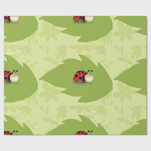 Ladybug auf einem Blätterwaschpapier Geschenkpapier (Flach)