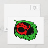 Ladybug auf einem grünen Blatt lächeln Postkarte (Vorne/Hinten)