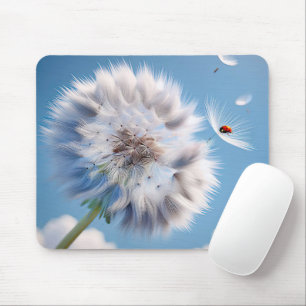 Ladybug auf einem Löwenzahn Mousepad
