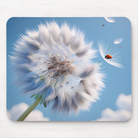 Ladybug auf einem Löwenzahn Mousepad (Vorne)