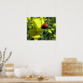 Ladybug auf einer gelben Blume Poster (Küche)