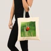 Ladybug auf einer Grashalde Tragetasche (Vorderseite (Produkt))