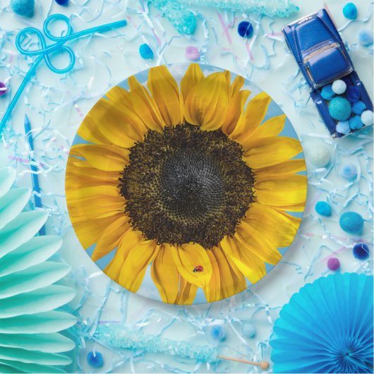 Ladybug auf einer Sonnenblume Pappteller (Party)