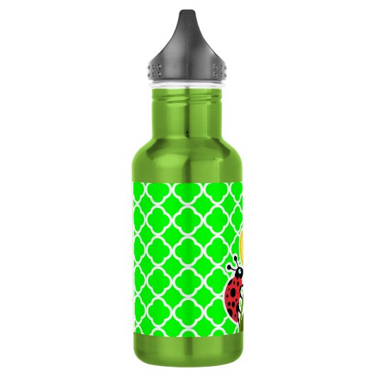 Ladybug auf Elektrisch-grüner Quatrefolie Trinkflasche (Links)