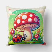 Ladybug auf Gras mit lebendigem Pilz Kissen (Rückseite)