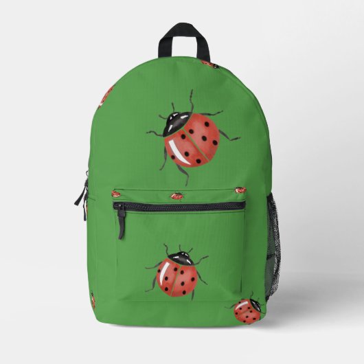 Ladybug auf grün bedruckter rucksack (Vorderseite)