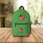 Ladybug auf grün bedruckter rucksack