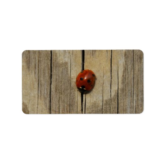Ladybug auf Holz Adressaufkleber (Vorne)