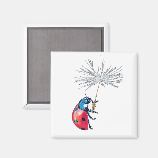 Ladybug auf Löwenzahn Magnet (Vorderseite/Rückseite)