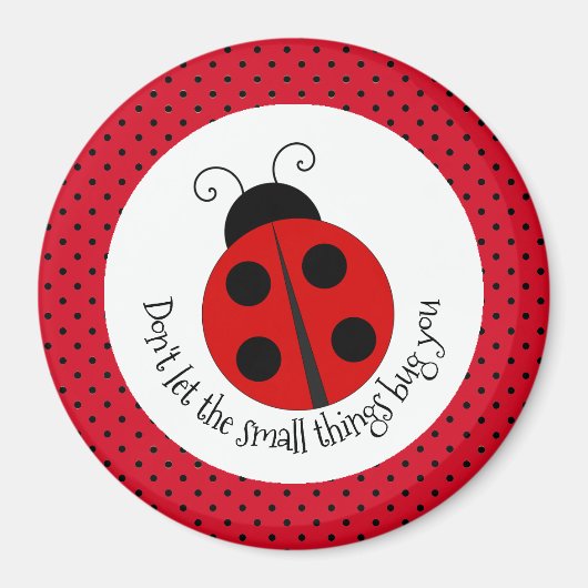 Ladybug auf Polka Dots Design Magnet (Vorne)