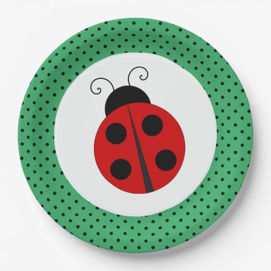 Ladybug auf Polka Dots Design Paper Teller (Vorderseite)