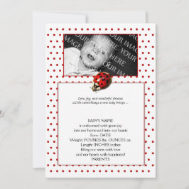 Ladybug auf Red Polka Dots Frame Baby Ankündigung