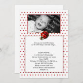 Ladybug auf Red Polka Dots Frame Baby Ankündigung (Vorne/Hinten)