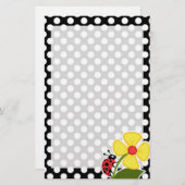 Ladybug auf schwarzen und weißen Polka-Punkten Briefpapier (Vorne/Hinten)