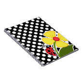 Ladybug auf schwarzen und weißen Polka-Punkten Notizblock (Rechte Seite)