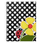 Ladybug auf schwarzen und weißen Polka-Punkten Notizblock (Vorderseite)