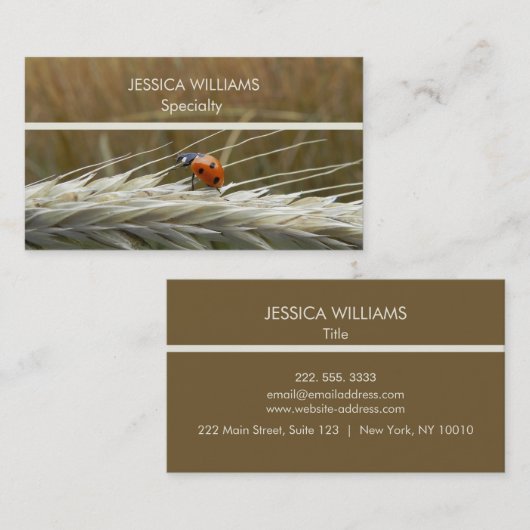 Ladybug auf Weizen Visitenkarte (Vorne/Hinten)