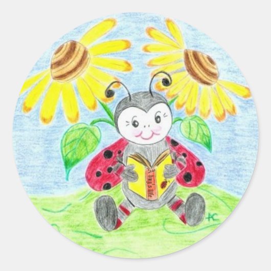 Ladybug-Aufkleber lesen Runder Aufkleber (Vorderseite)