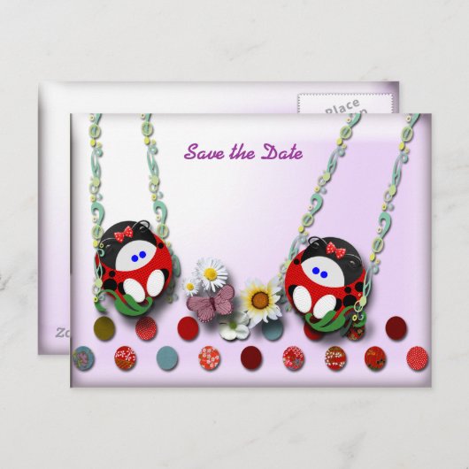 Ladybug Babies Ankündigungspostkarte (Vorne/Hinten)