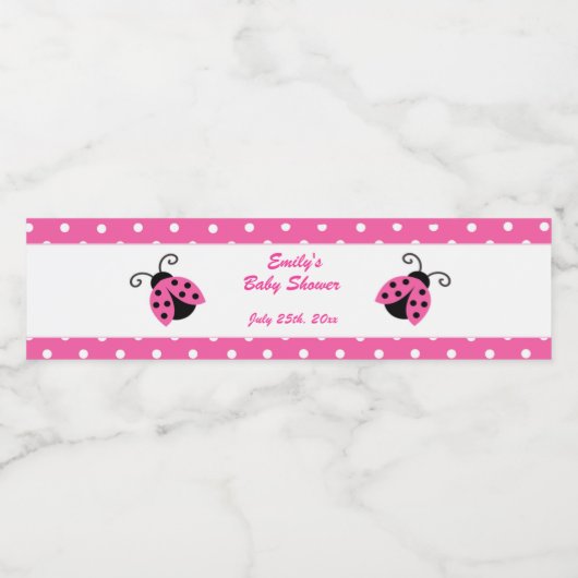 Ladybug Baby Dusche Flasche Etikett Mädchen Hot Pi (Einzelnes Label)