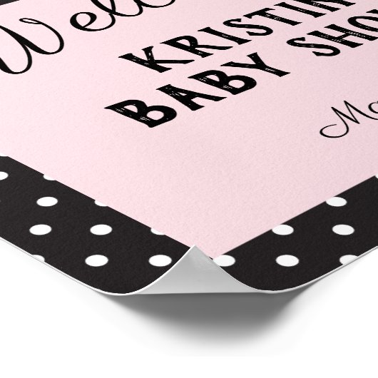 Ladybug Baby Dusche rosa Willkommensschild Poster (Ecke)