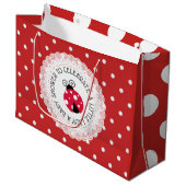 Ladybug Baby Dusche sein Mädchen Große Geschenktüte (Vorderseite Schrägansicht)