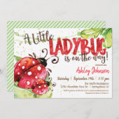 Ladybug Baby Duwer Einladung, Mädchen Einladung (Vorne/Hinten)