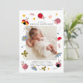 Ladybug Baby Foto Geburtsankündigung Ankündigung (Stehend Vorderseite)
