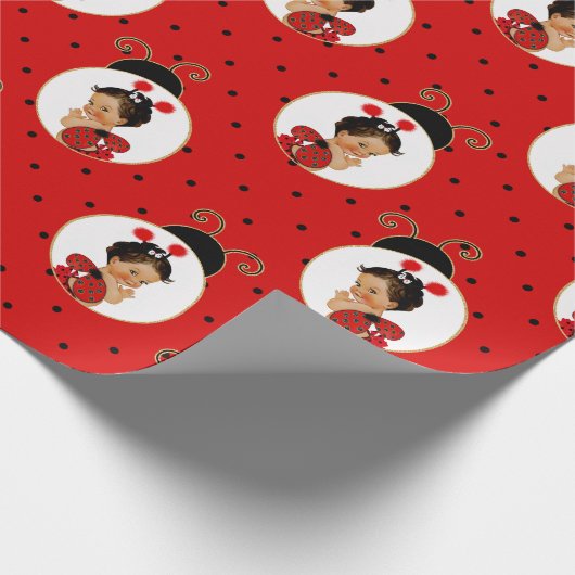 Ladybug Baby Girl Red & Black Dot Geschenkpapier (Ecke)