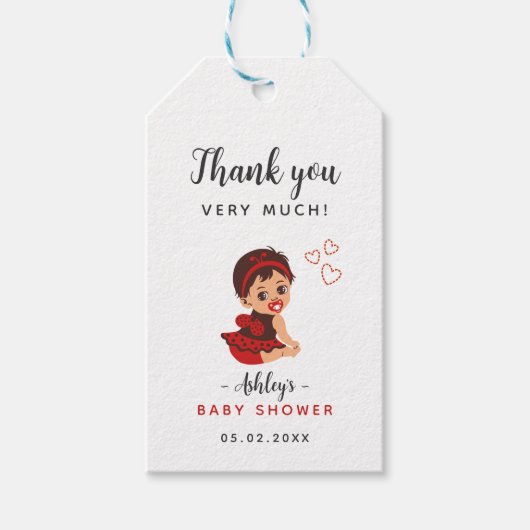 Ladybug Baby Girl Shower Tag Geschenkanhänger (Vorderseite)