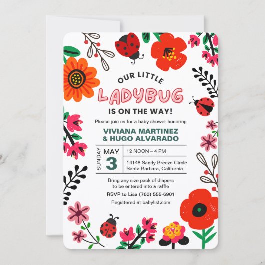 Ladybug Baby Shower Invitation Lovebug Invite Einladung (Vorderseite)
