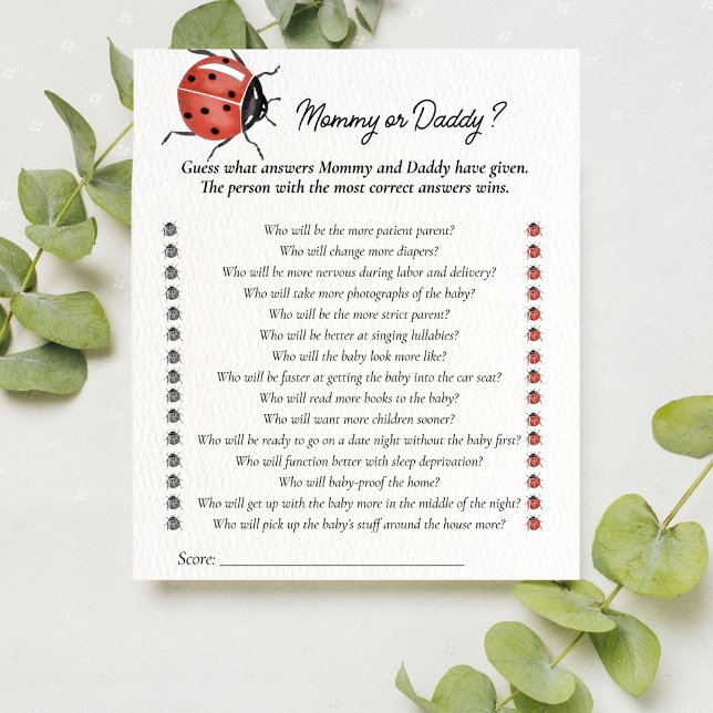 Ladybug Baby Shower rät, wer Mama oder Daddy Game  (Von Creator hochgeladen)