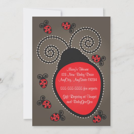 Ladybug Babydusche Einladung (Rückseite)