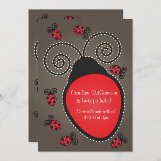 Ladybug Babydusche Einladung (Vorne/Hinten)