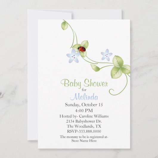 Ladybug Babydusche Einladung (Vorderseite)