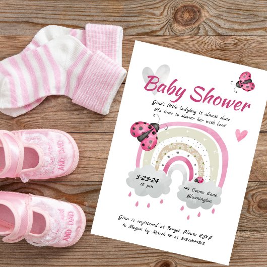 Ladybug Babydusche Einladung