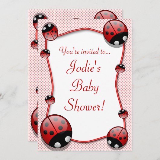 Ladybug Babydusche Einladung (Vorne/Hinten)